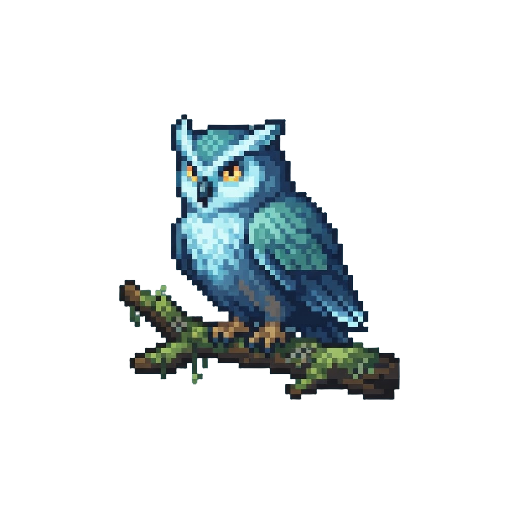 A Majestic Luminescent Owl Resting on a Mossy Branch