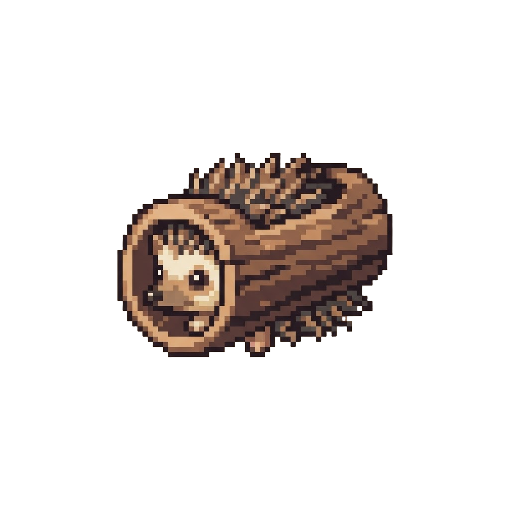 A Tiny Hedgehog Stuck Inside a Hollow Twig