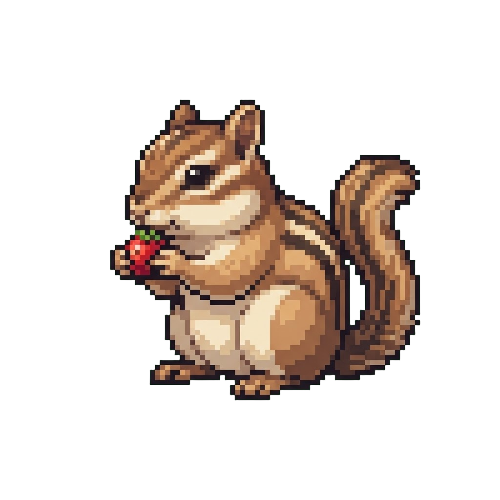 A Friendly Forest Chipmunk Nibbling a Berry