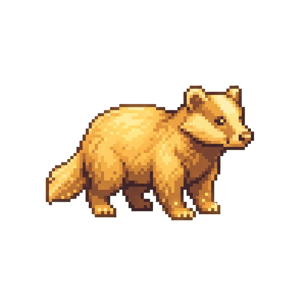 A Radiant Golden Badger with Glowing Paw Prints