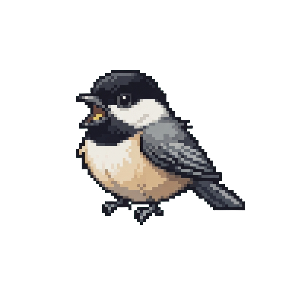 A Confused Little Chickadee Squawking Loudly