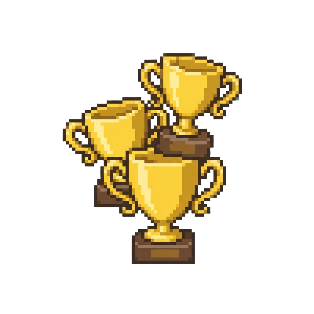 A Pile of Golden Prize Trophies
