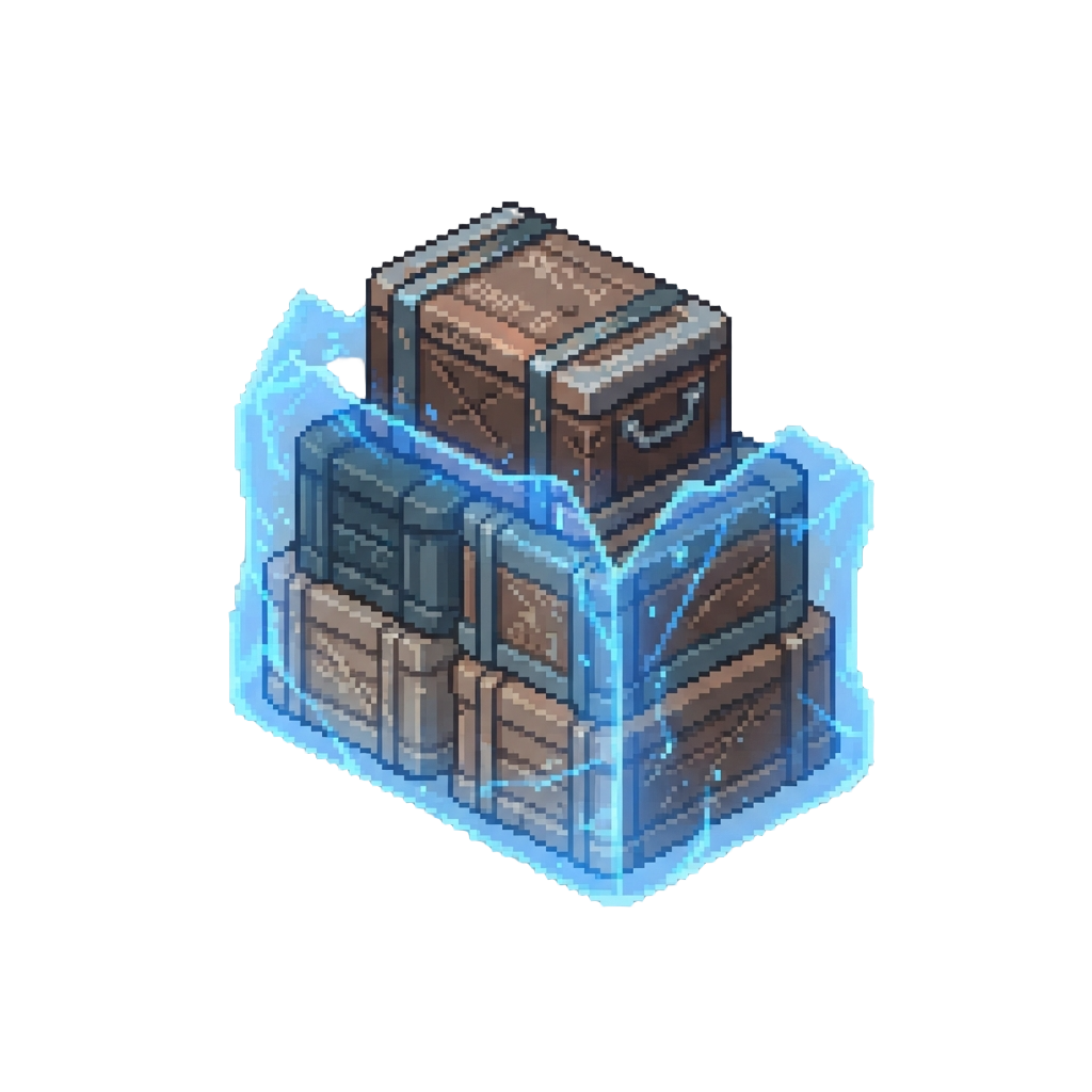A Force Barrier of Cargo Crates Allowing a Stealthy Escape