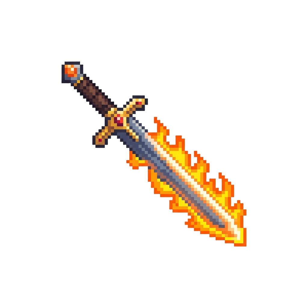 A Flaming Magical Longsword