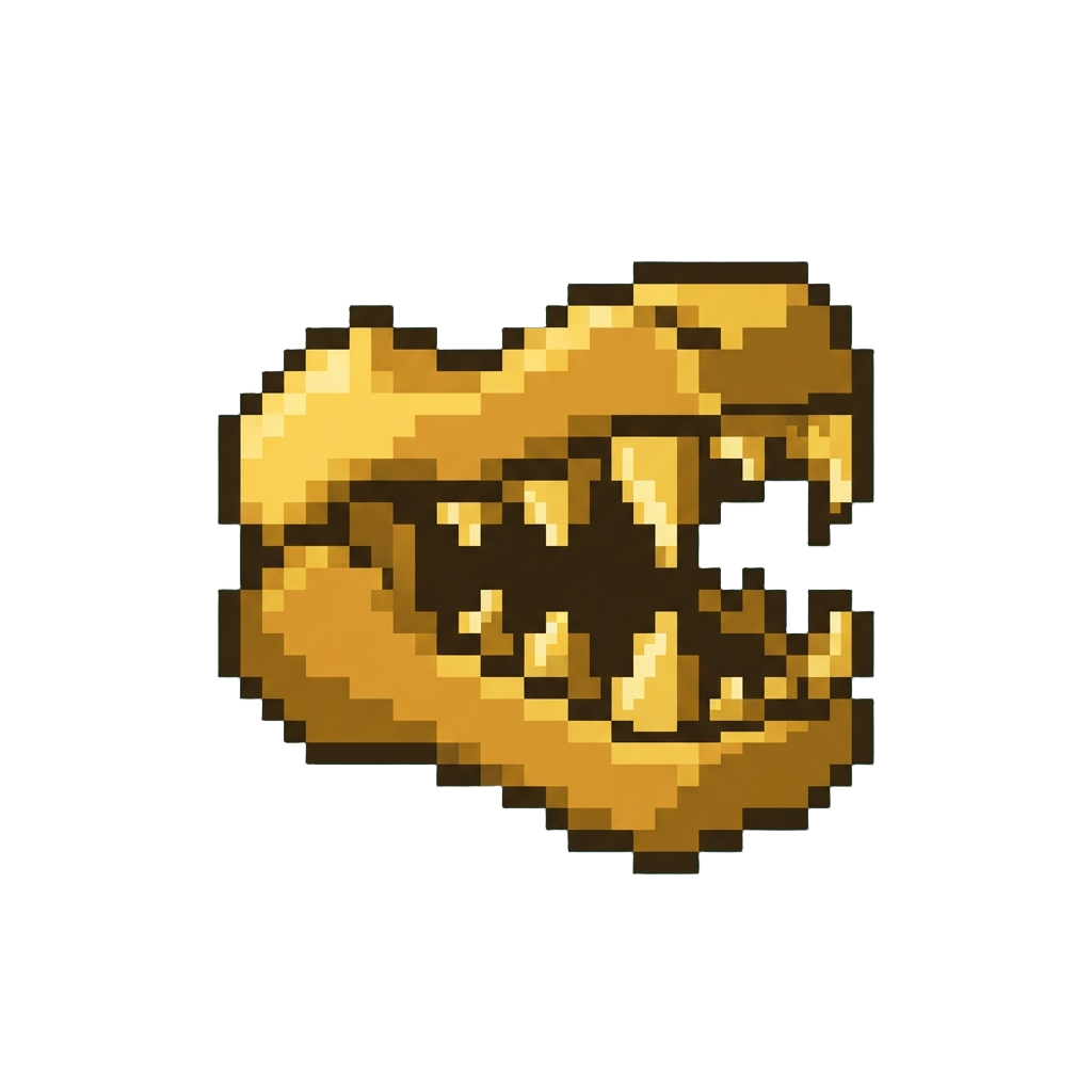 A Set of Sharp Golden Teeth and Snapping Mouth