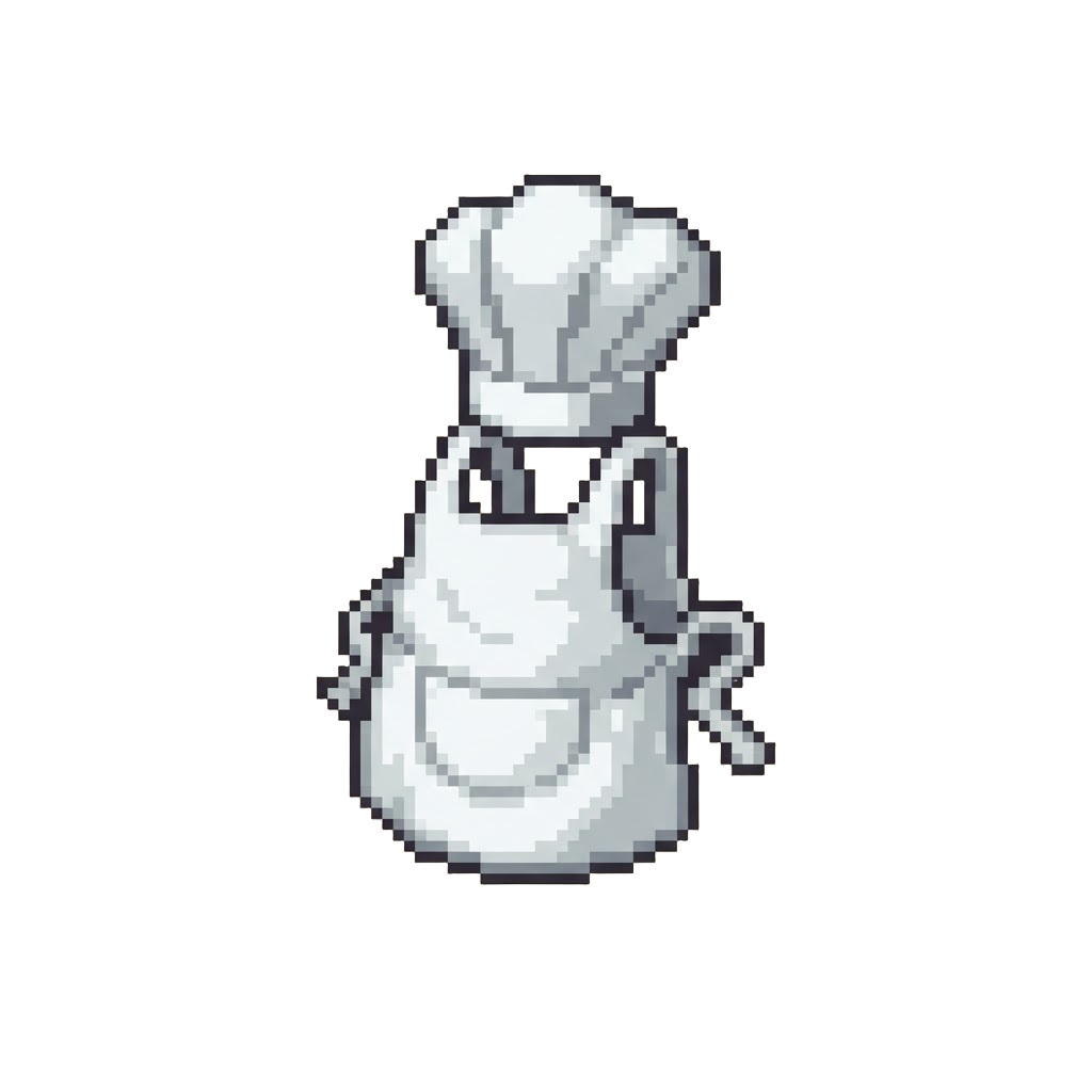 A Puffy Chef Apron with a Towering Chef Hat