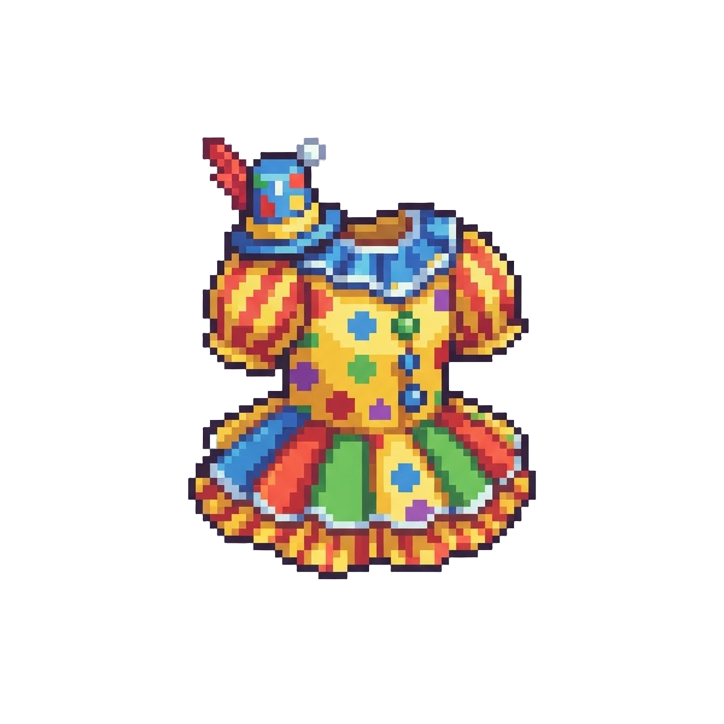 A Bright Polka-dot Clown Dress with a Tiny Mini-hat