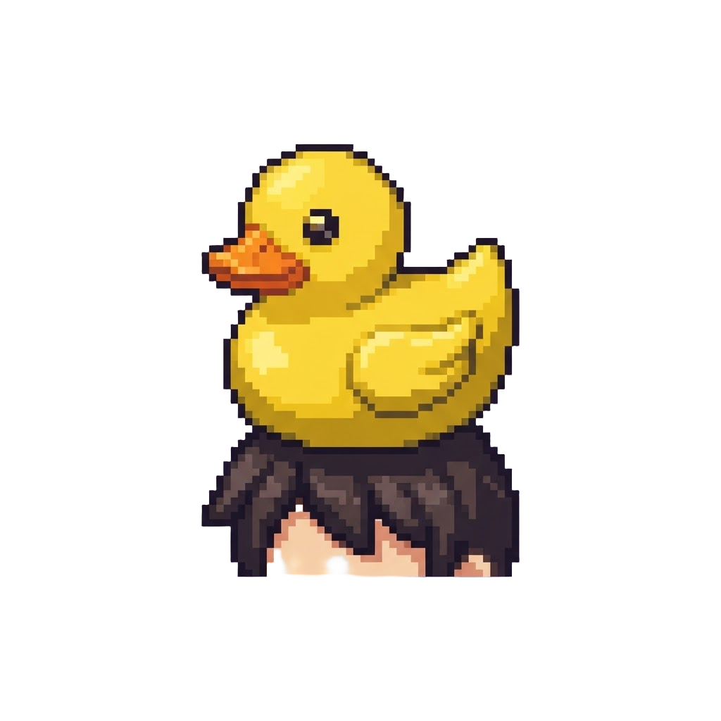 A Single Oversized Rubber Duck Floating Above Their Head