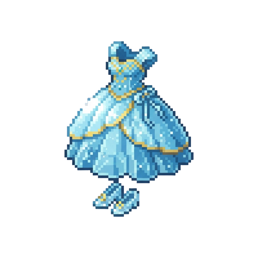 A Shimmering Crystal Fairy-princess Dress with Glass Slippers