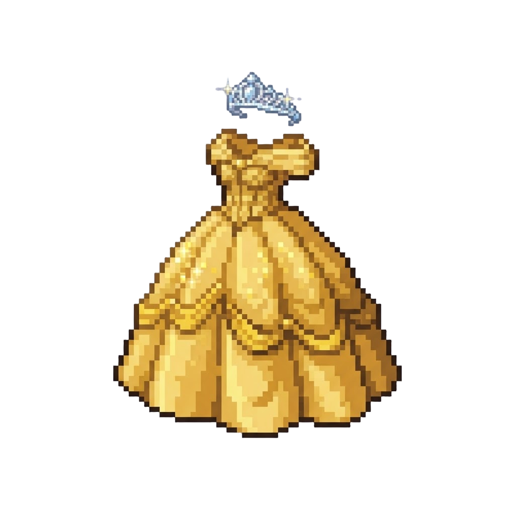 A Majestic Glittering Gold Ballgown with a Diamond Tiara