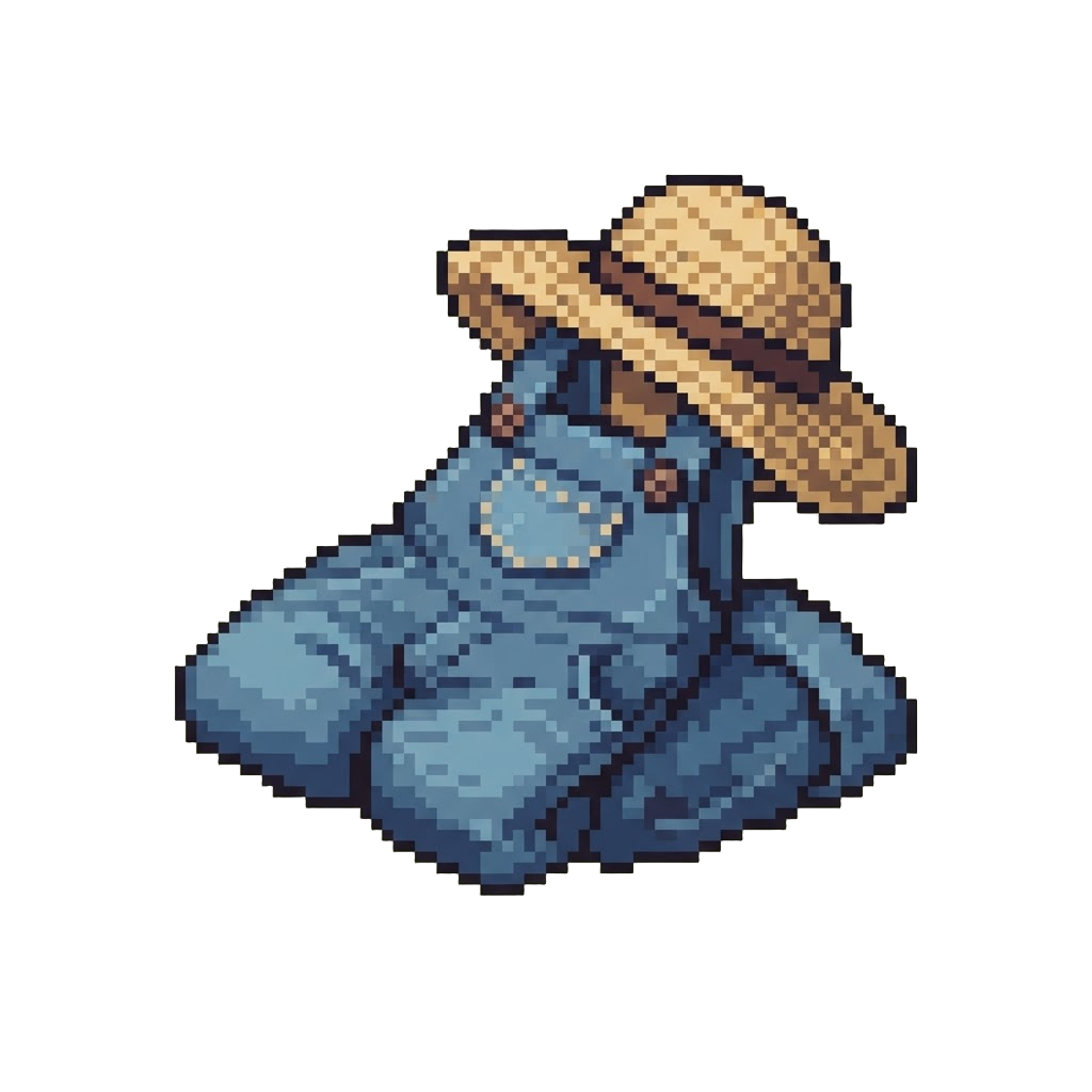 A Garden Dungaree Jumpsuit with a Straw Sunhat
