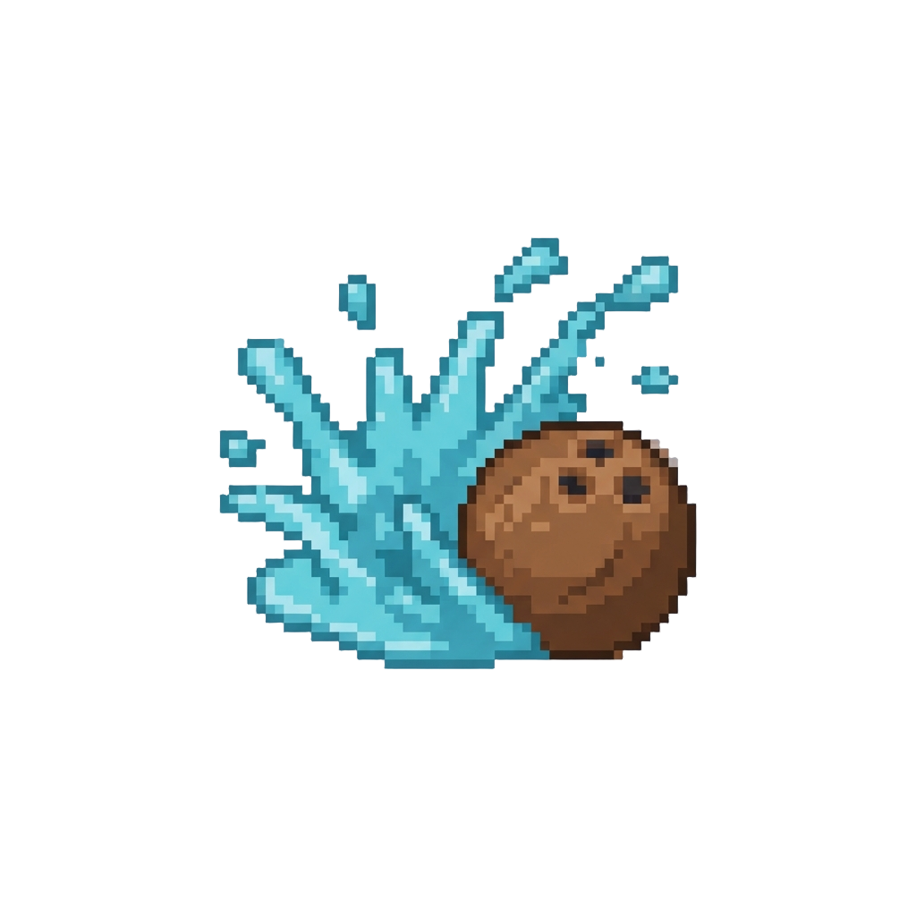 A Splash That Knocks Down a Tiny Toy Coconut
