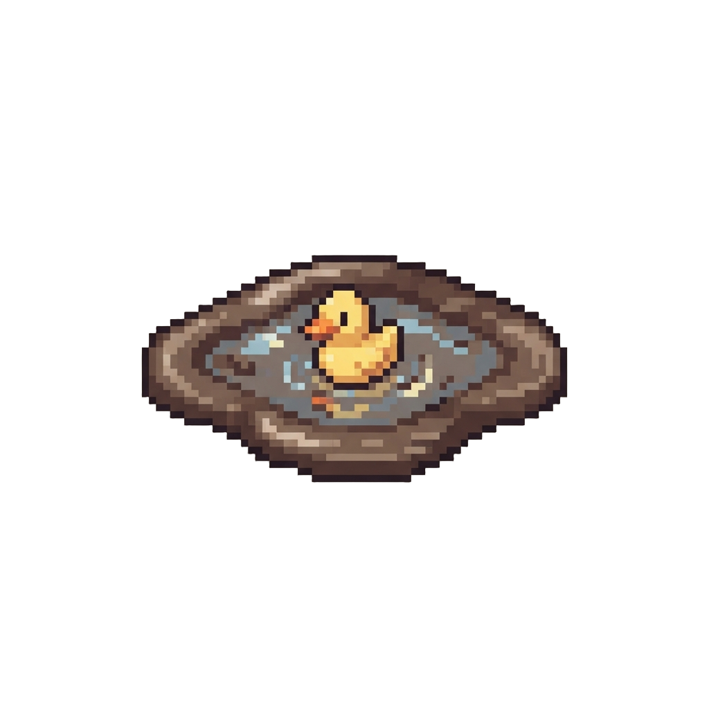 A Soft Mud Patch with a Tiny Floating Duckling