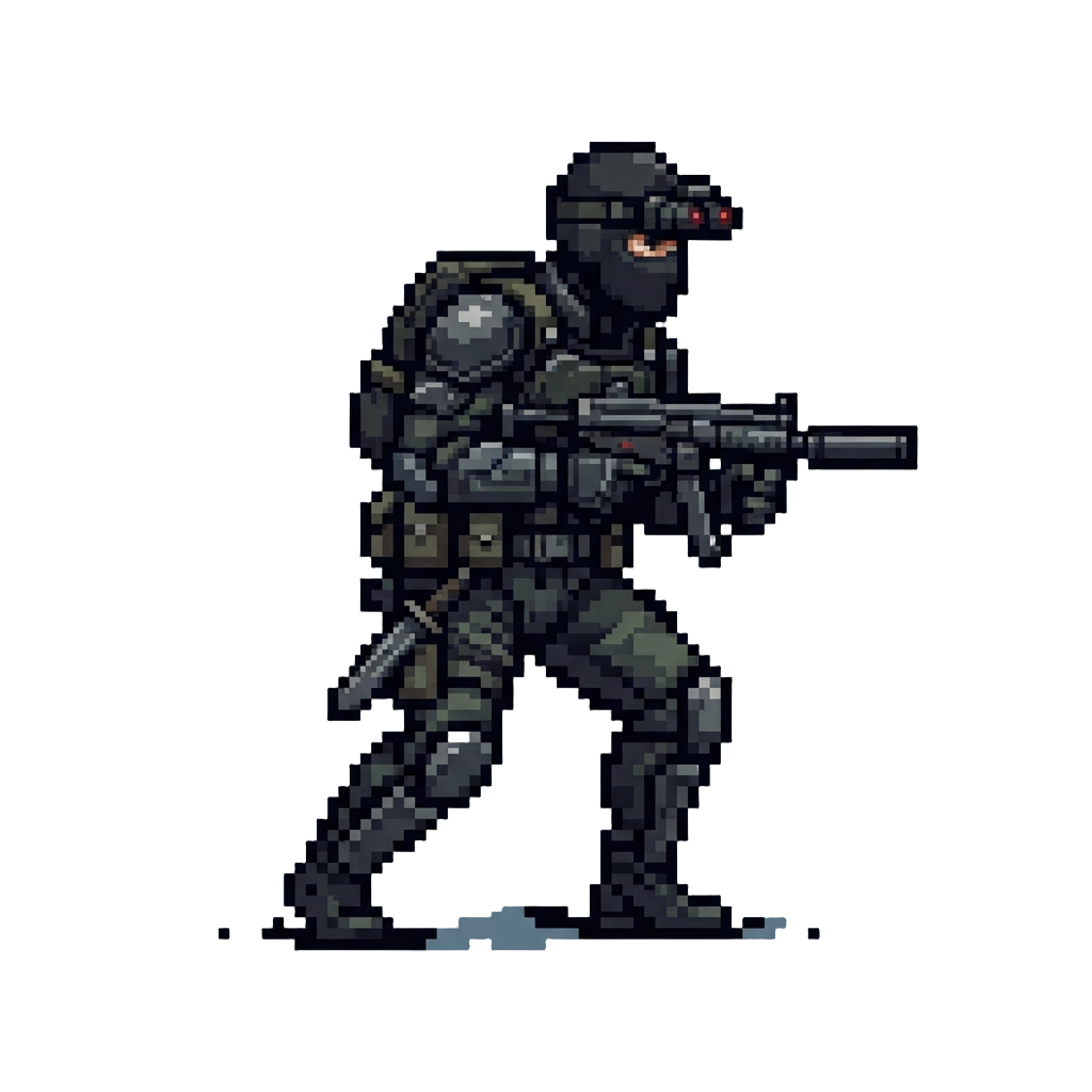 A Covert Stealth Soldier Stealthily Flanking the Flank Route