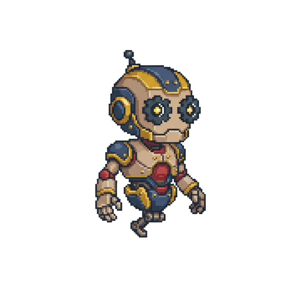 A Hovering Mechanical Doll with Spinning Gear Eyes