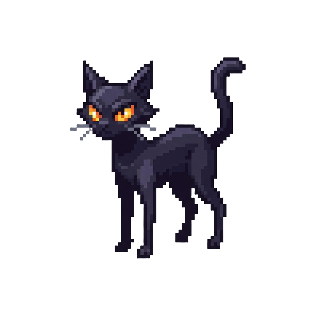 A Tall Spindly Shadow Cat with Fiery Yellow Eyes