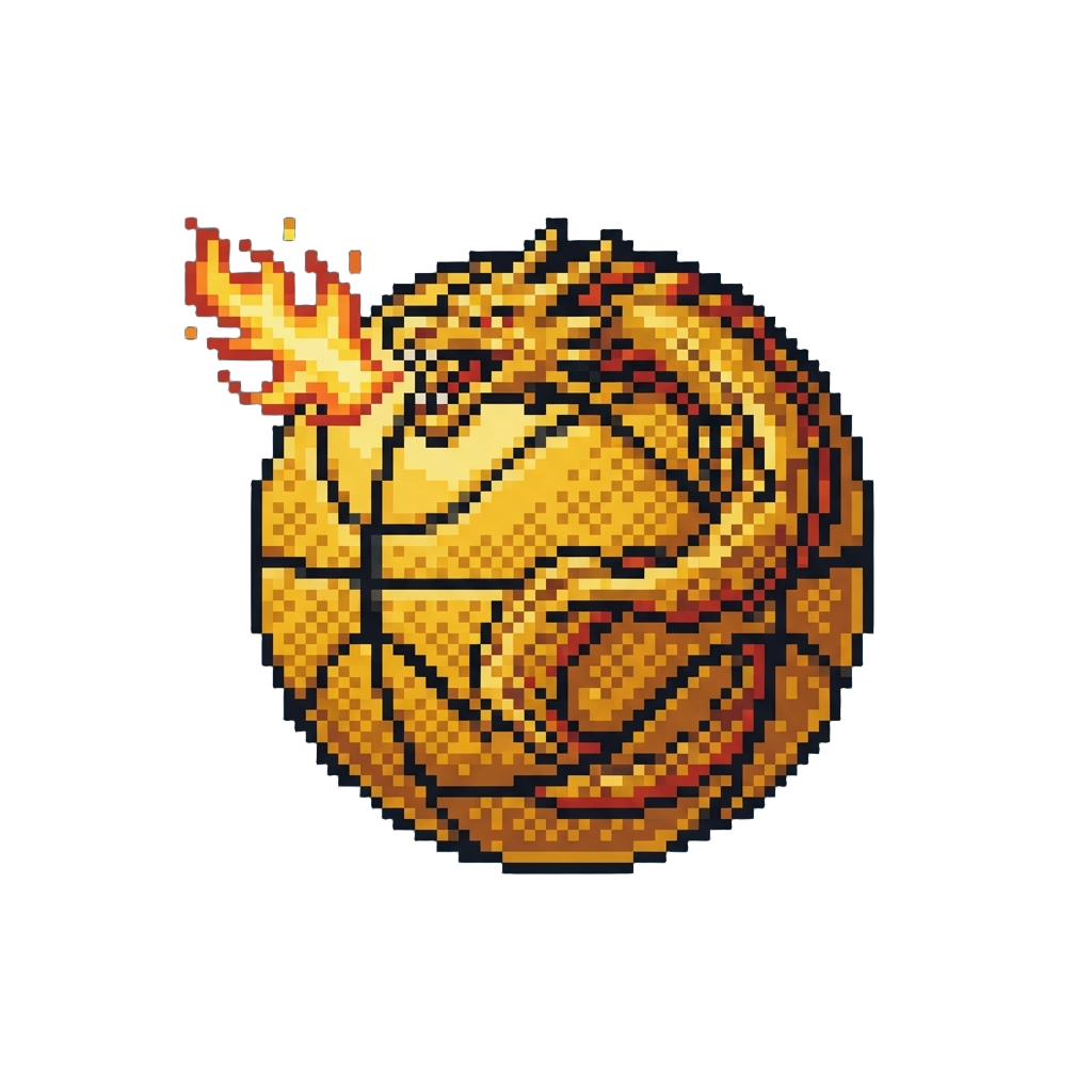 A Flaming Golden Dragon Basketball