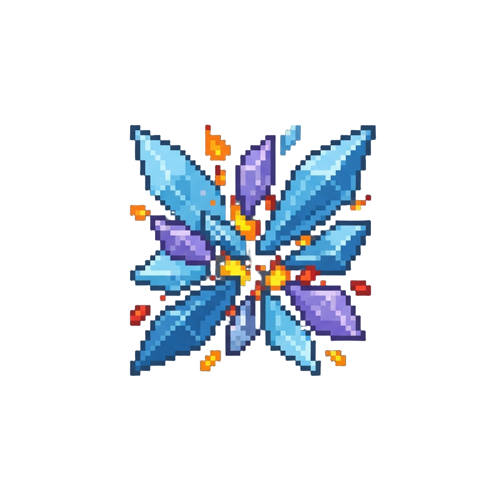 A Burst of Floating Crystalline Glass Shards and Embers