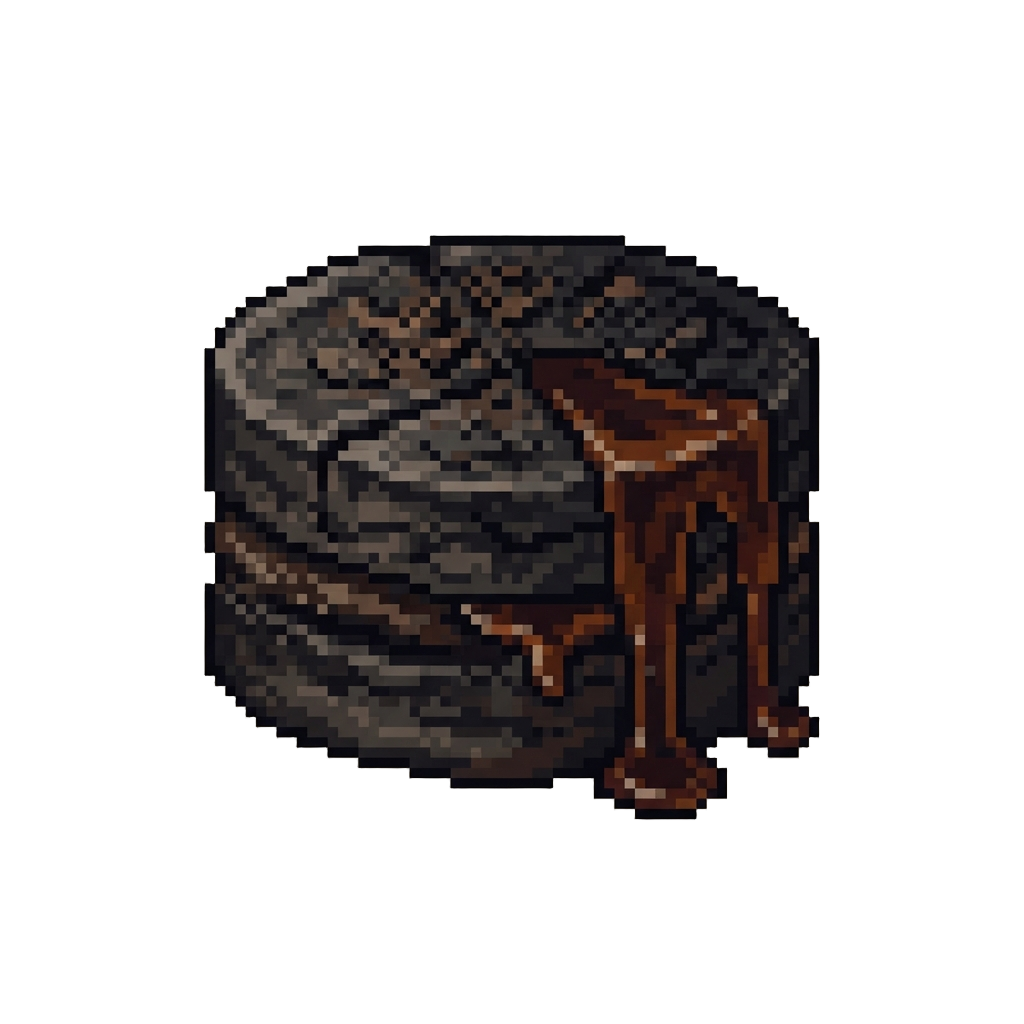 A Blackened Charred Cake Oozing Burnt Syrup