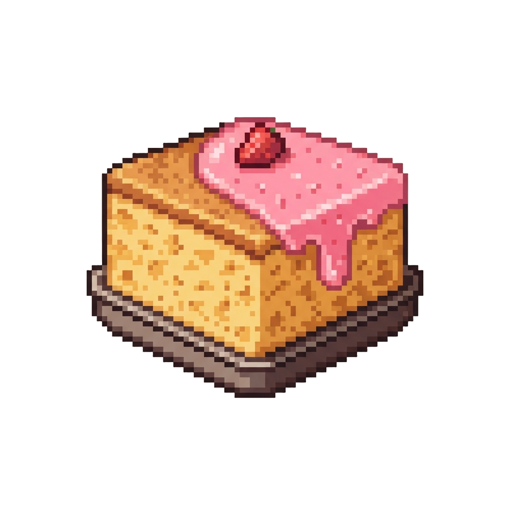 A Golden Sponge Cake with Simple Strawberry Icing