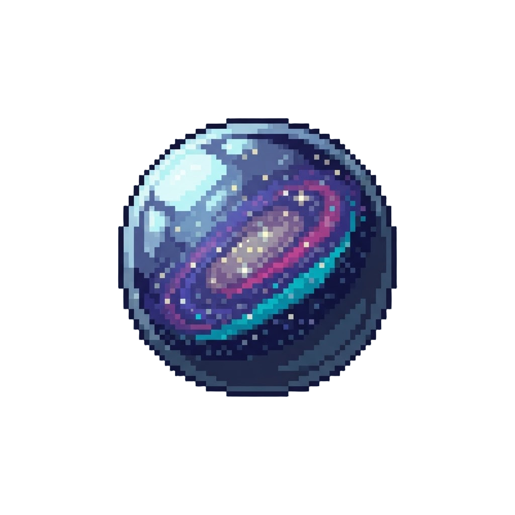 A Mirror-surface Glass World Reflecting Starry Galaxies in Every Direction