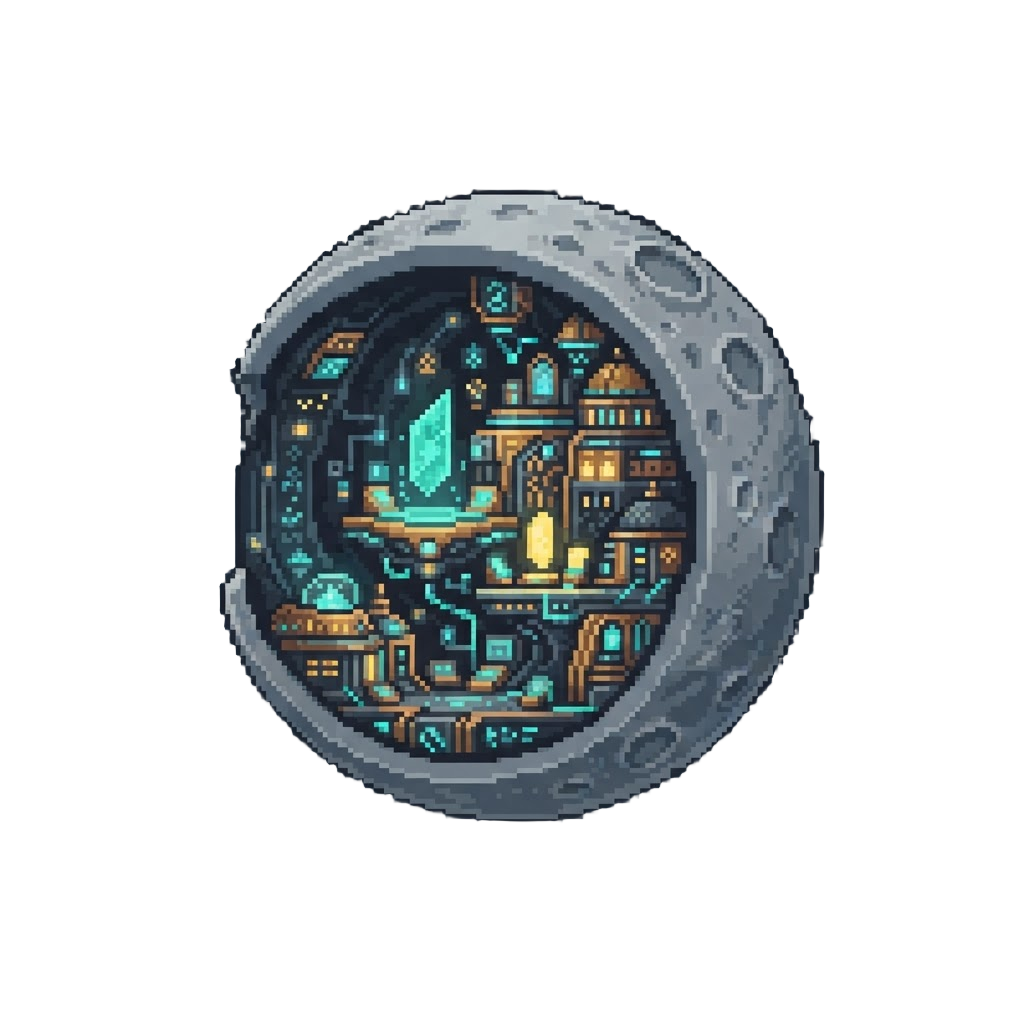 A Cavernous Ancient Alien Archive Inside a Hollowed-out Moon Surface