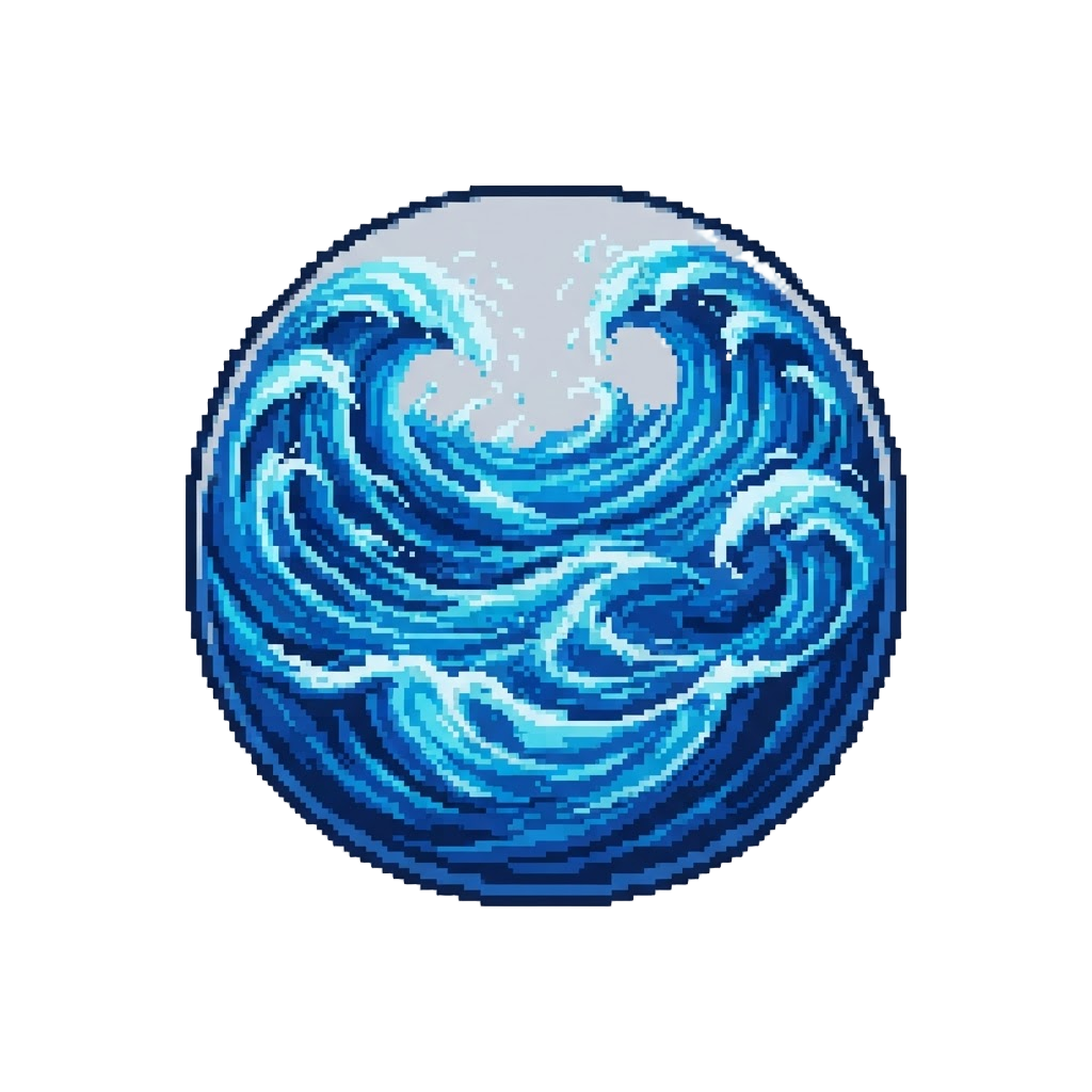 A Churning Electric-blue Water World with Roaring Tsunami Walls