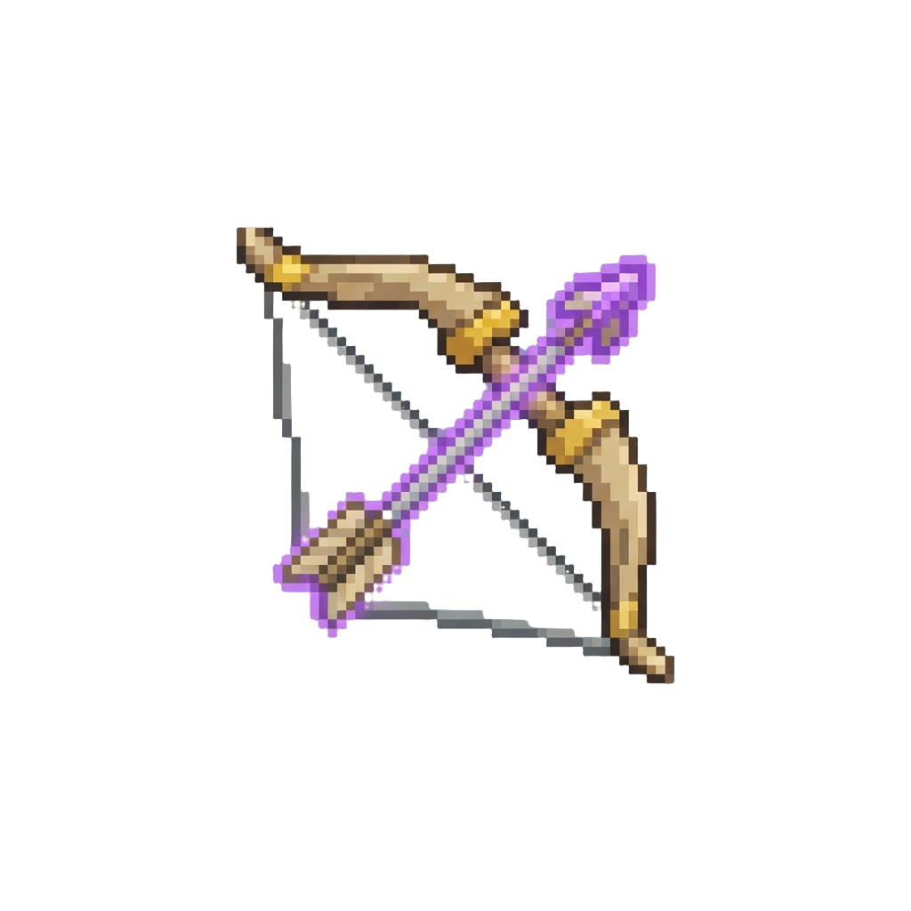 A Sacred Bow with Glowing Purple Purification Arrows