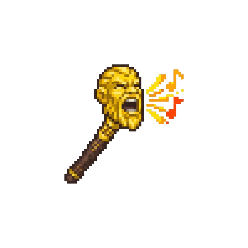 A Tiny Golden Head-staff That Yells Loudly