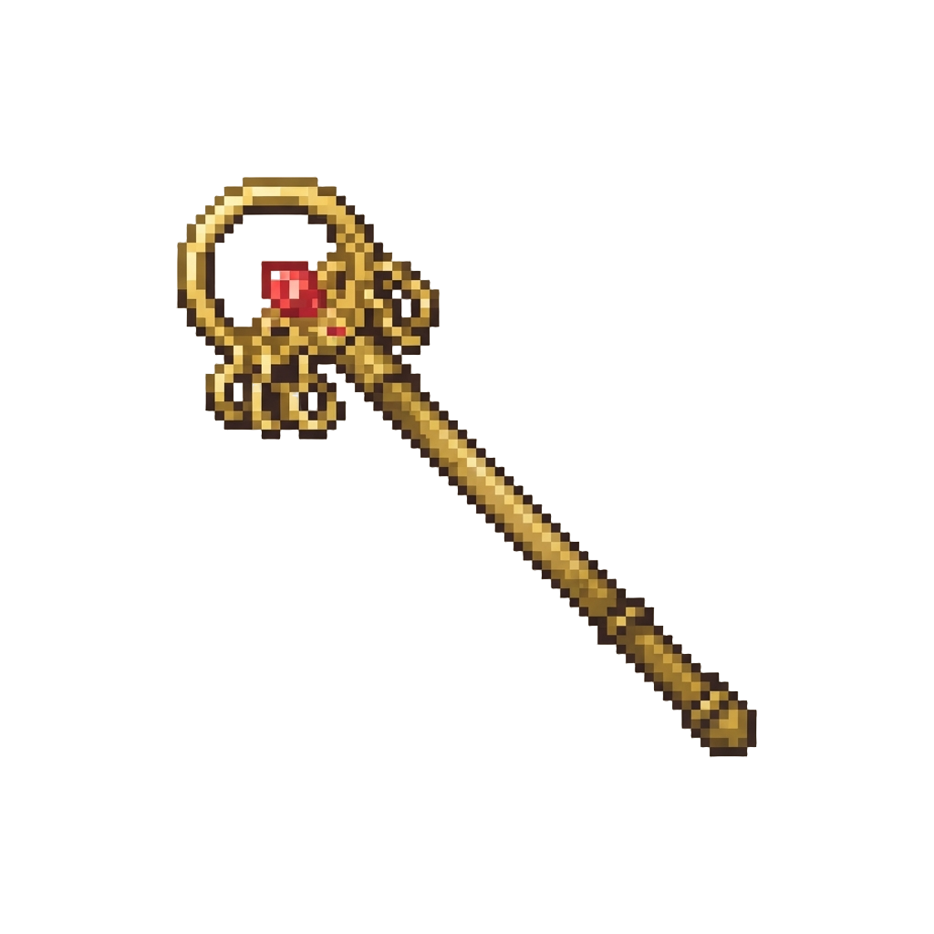 A Golden Monk Staff with Sacred Ring Chimes