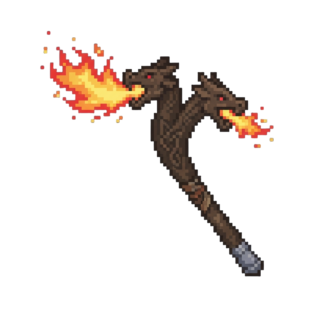 The Double-headed Staff of Two Heads Spewing Fire