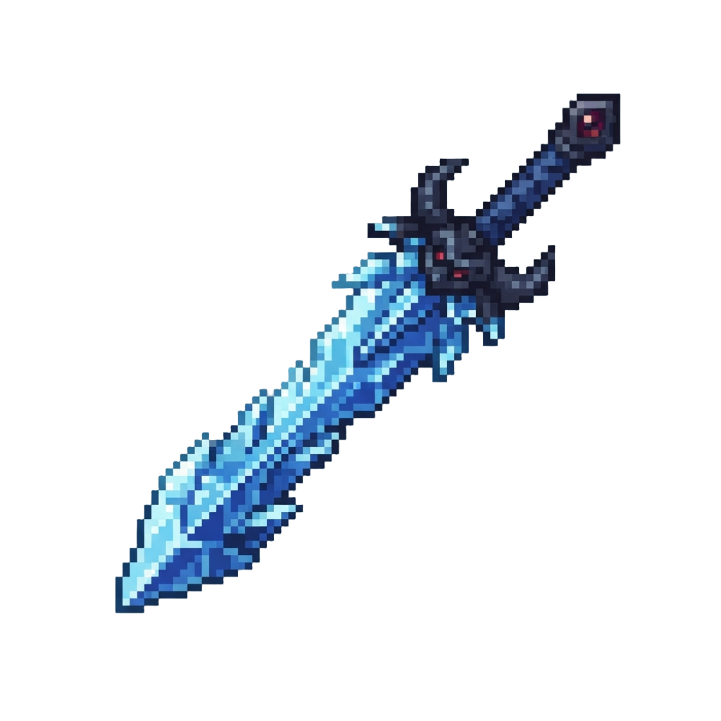 A Gleaming Ice Crystal Demon Sword