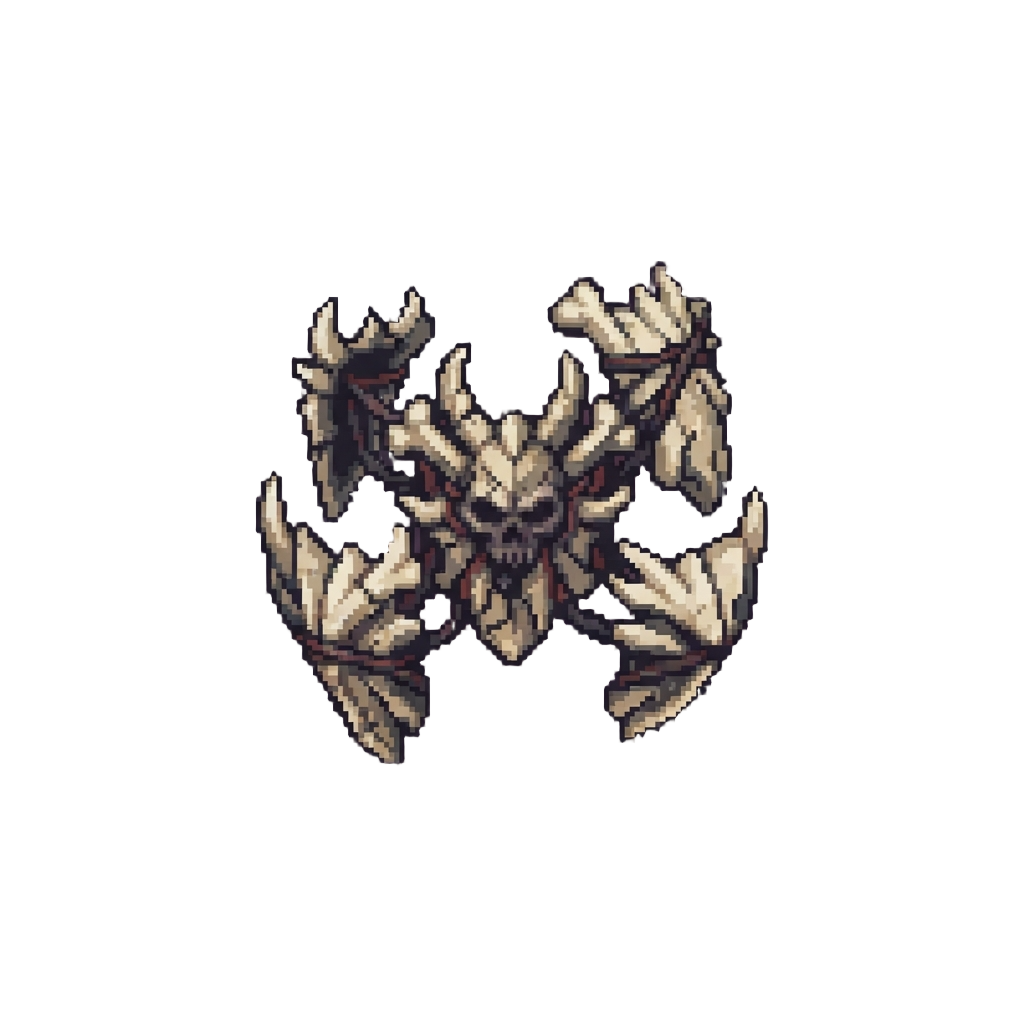 A Barrier of Jagged Floating Demon Bone Shields