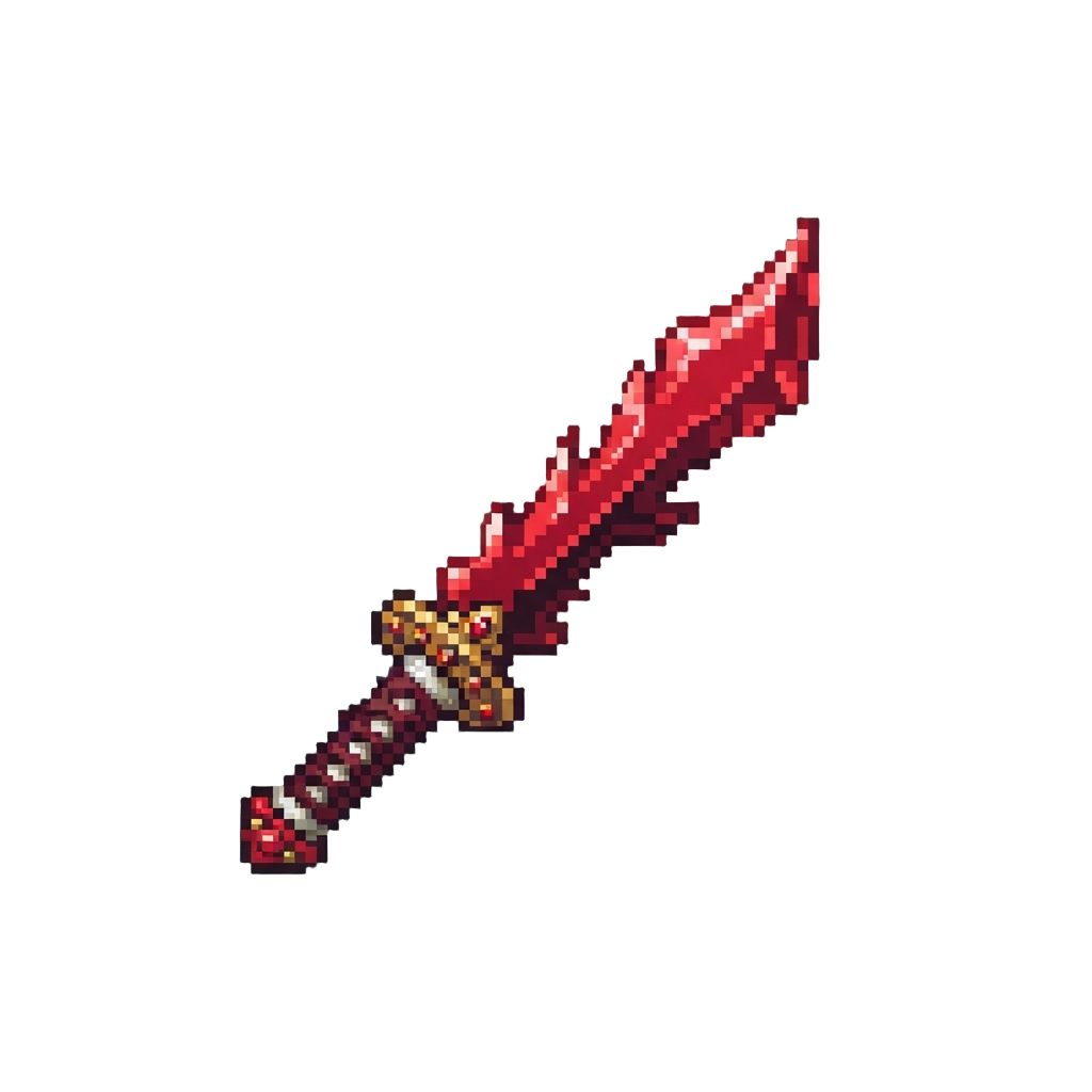 A Glowing Sacred Tessaiga in Red Form