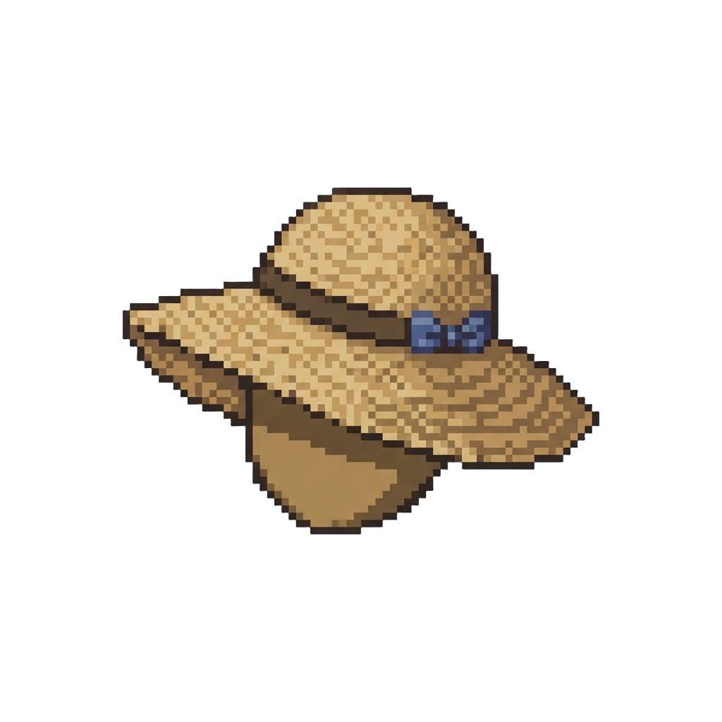 A Oversized Straw Hat Slipping Over the Eyes