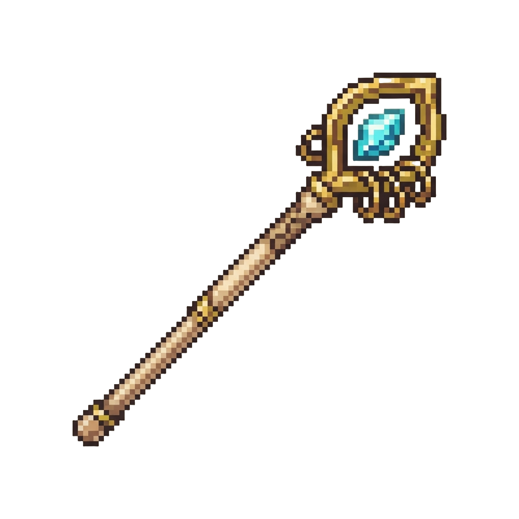 A Holy Priestess Staff with Jingling Brass Rings