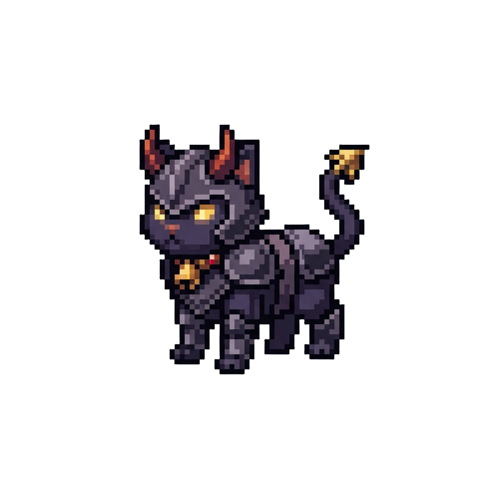 A Miniature Armored Demon Cat Companion Charm
