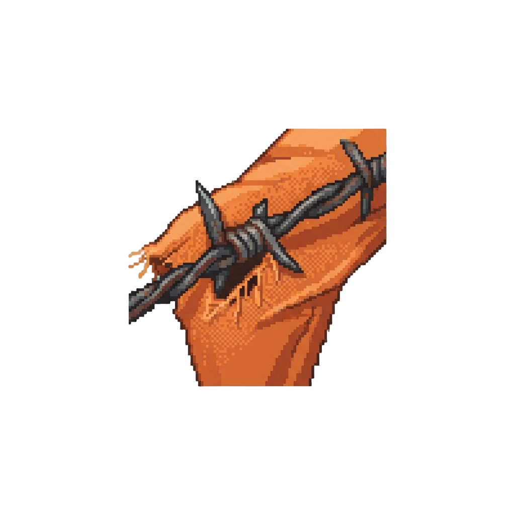 Getting Snagged on Barbed Wire by Their Jumpsuit