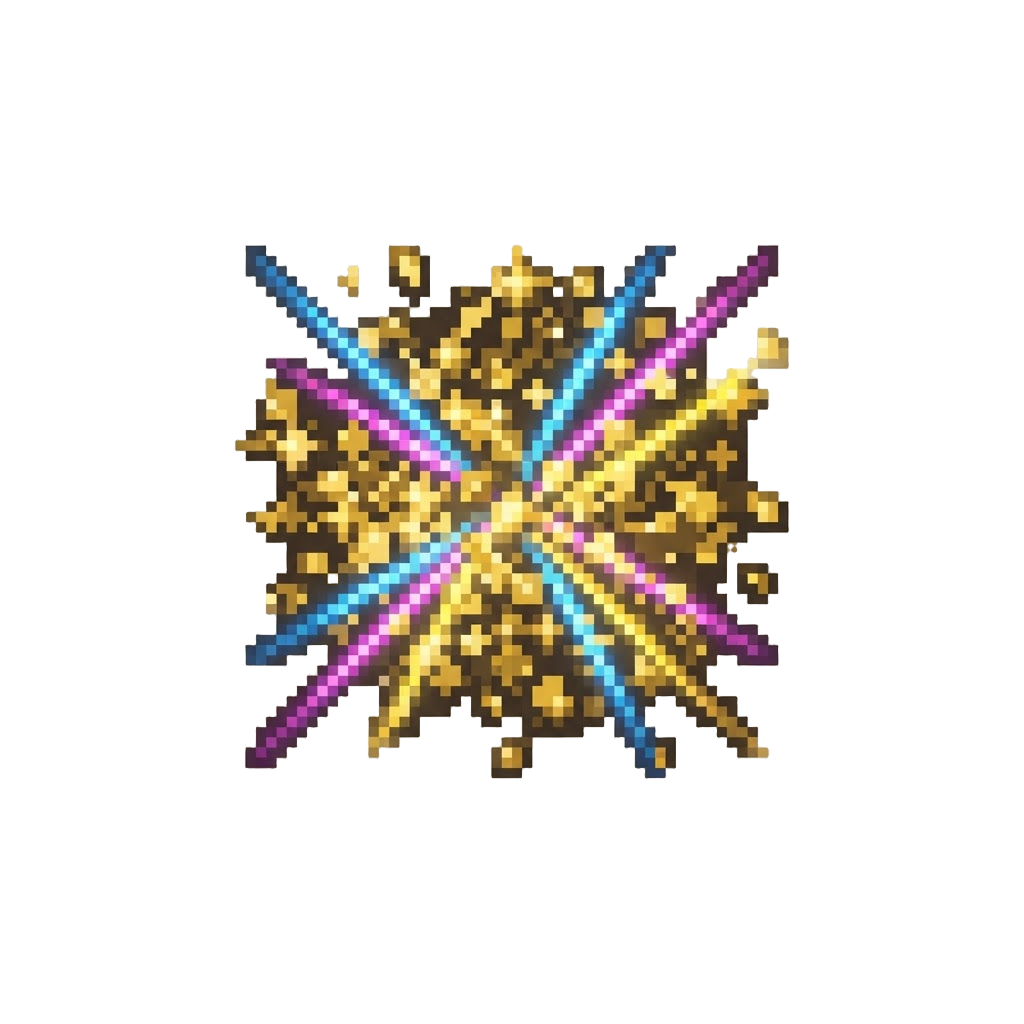 A Dazzling Golden Confetti Explosion with Laser Lights