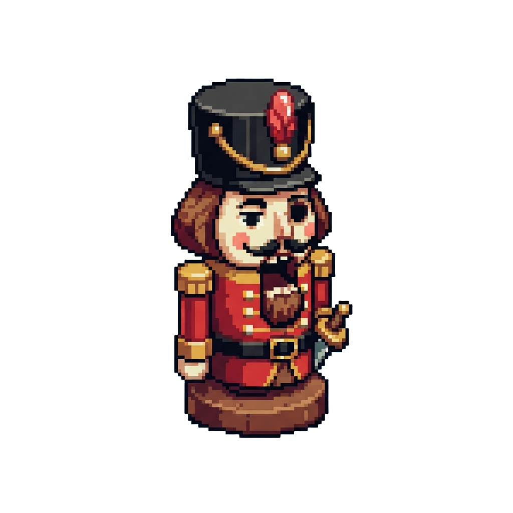 A Bobblehead Wooden Nutcracker with a Snapped Jaw and Missing Eye