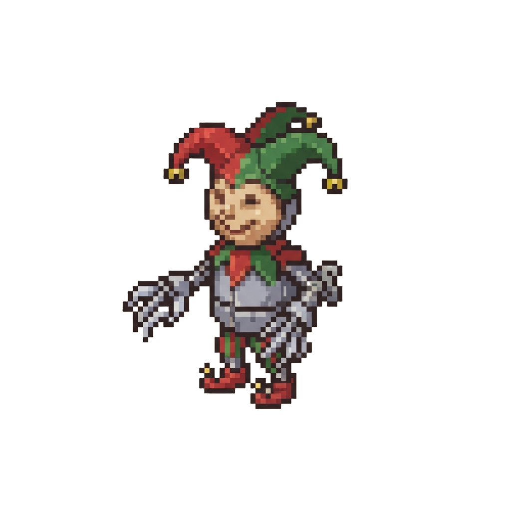 A Vintage Tin Wind-up Jester with Sharp Mechanical Claws