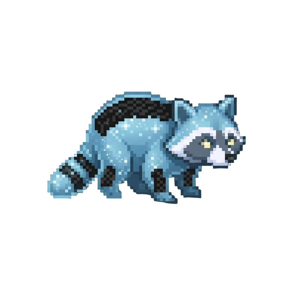 A Glitter-dusted Spectral Raccoon with Tire-tread Markings