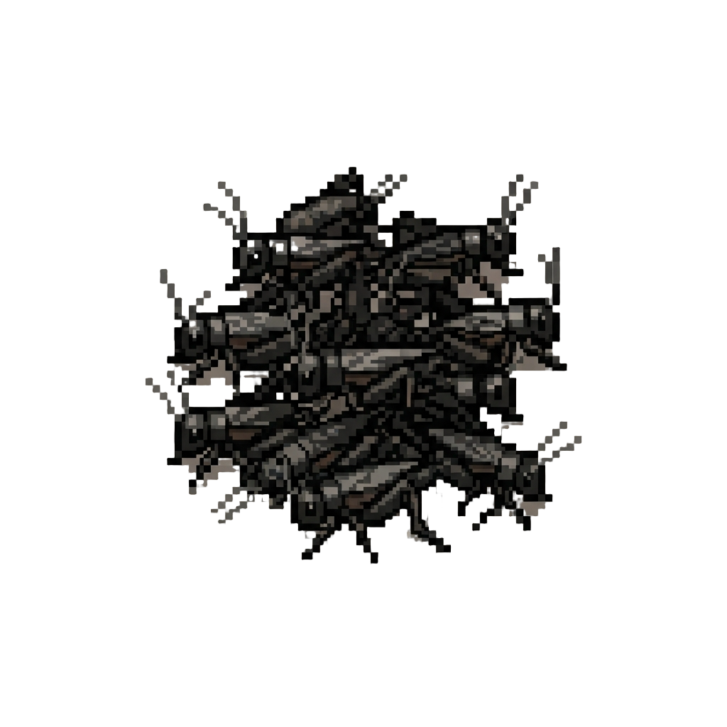 A Frantic Swarm of Black Crickets
