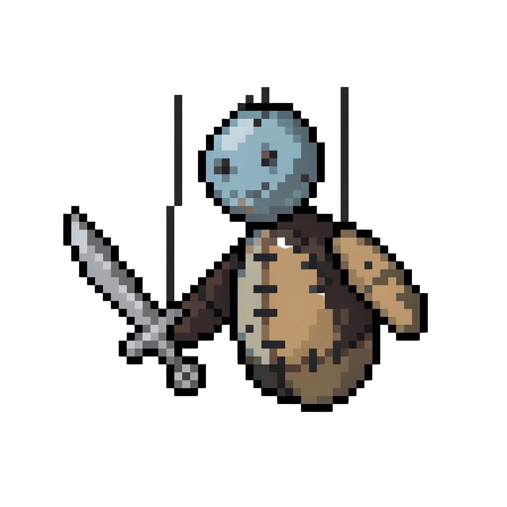 A Stitched Patchwork Marionette Brandishing an Ornate Silver Dagger