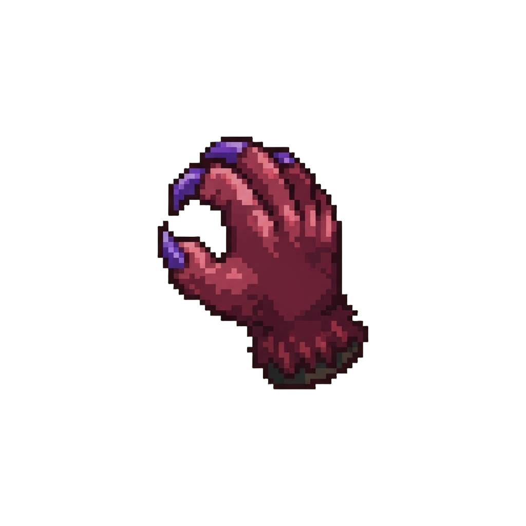 A Fuzzy Velvet Monster Hand with Sharp Purple Claws