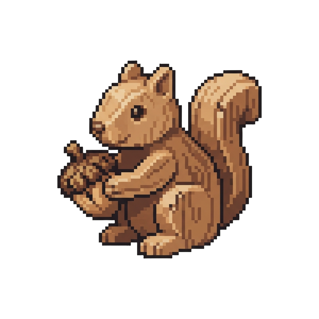 A Stiff Wooden Toy Squirrel Clutching a Crushed Acorn