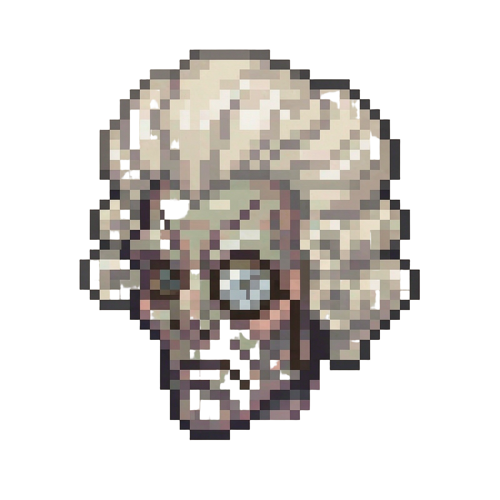 A Victorian Aristocrat Zombie Head Wearing a Powdered Wig and Cracked Monocle