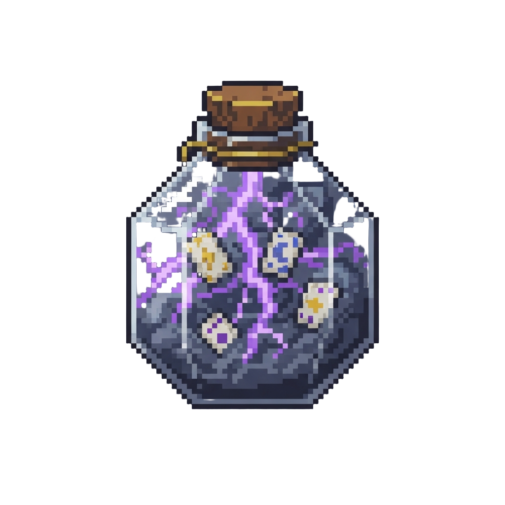 A Miniature Indoor Thunderstorm of Purple Lightning Bolts and Floating Tarot Cards