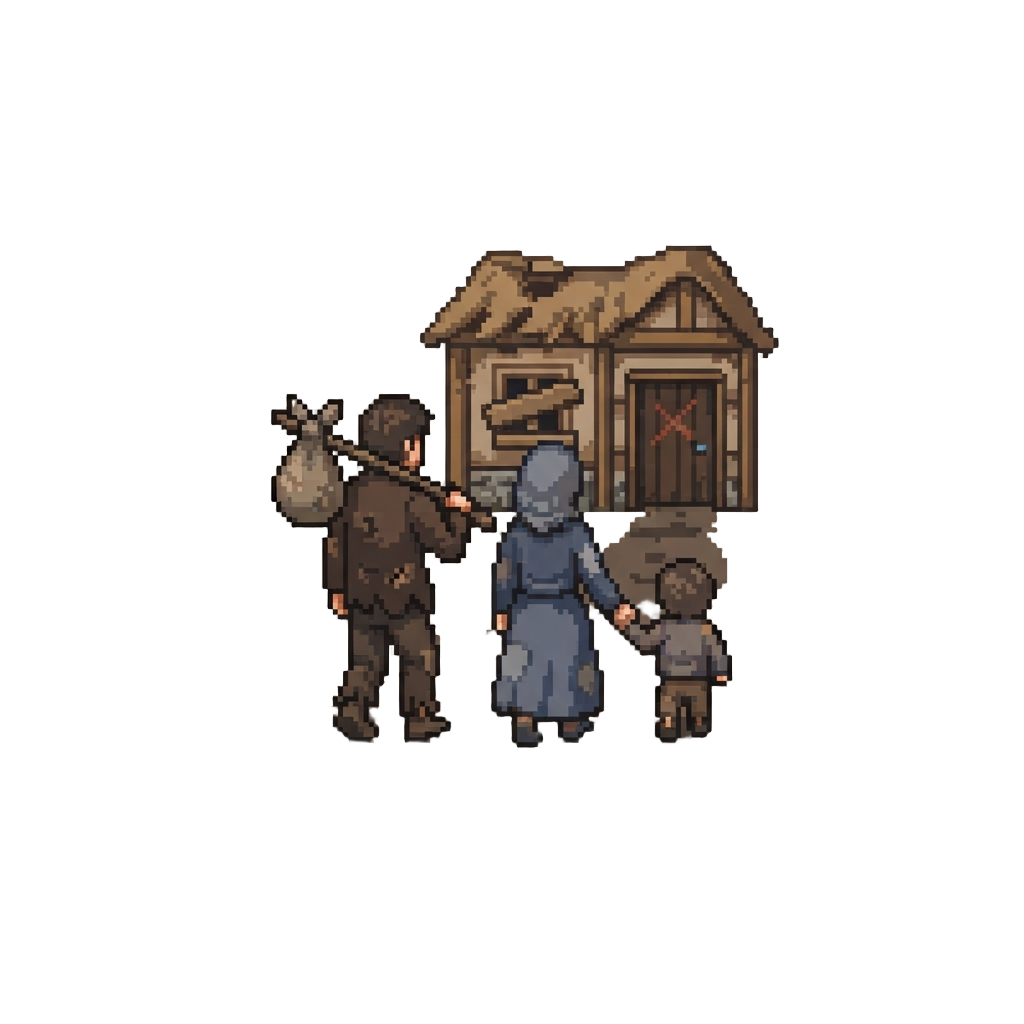 A Destitute Family Walking Away From Their Seized House