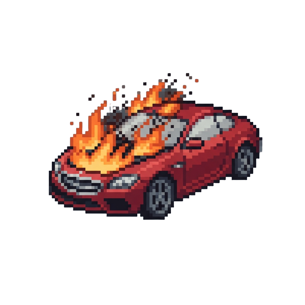 A Showroom Luxury Car Bursting Into Flames